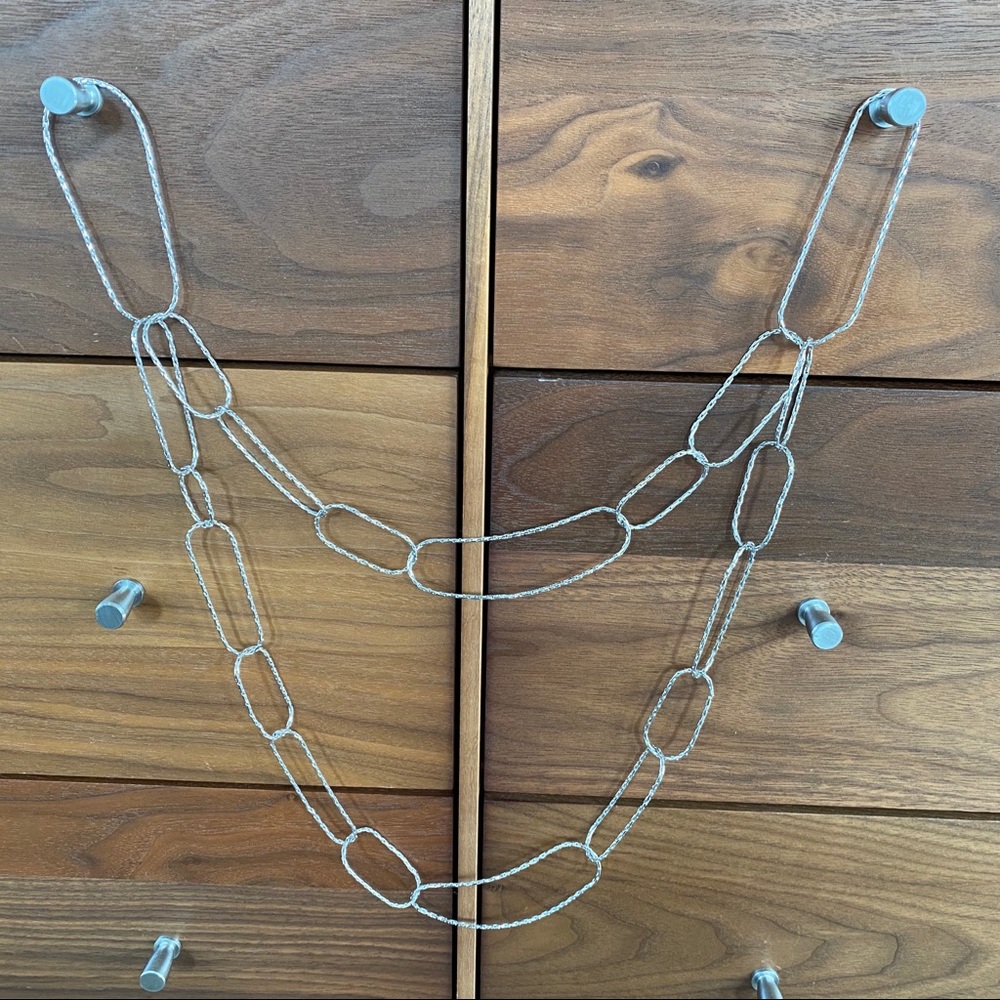 Wide Loop Long Silver Necklace. So Pretty!